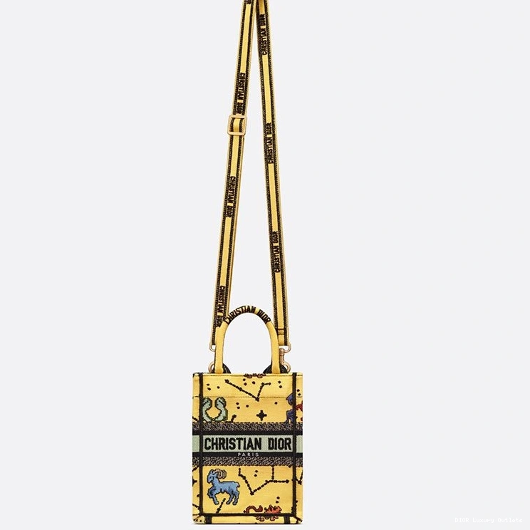Cheap Zodiac Book Tote Motif Dior Yellow Miniature Canvas Pixel 0711 Luxury